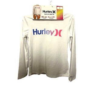 Hurley Girls' Long Sleeve Dri-Fit UPF 50+ Shirt White Size 4 Swim Top NWT